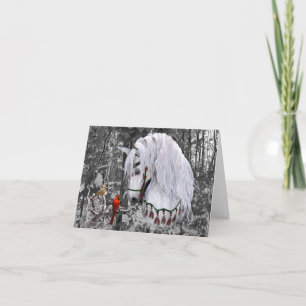 Christmas Horse & Cardinals 4" x 5.6" Holiday Card