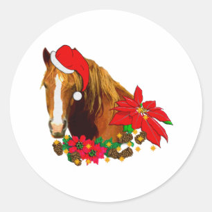 Christmas Horse Classic Round Sticker