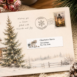 Christmas Horse Countryside Winter address return Label