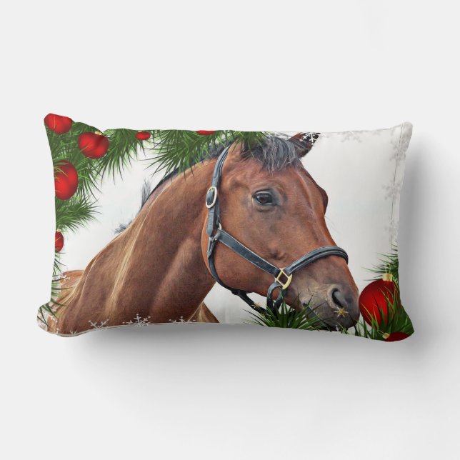 Christmas Horse Cute Pony Equestrian Equine Lumbar Cushion (Front)