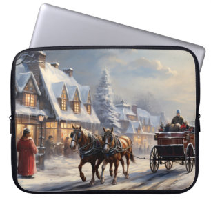 Christmas Horse-Drawn Carriage Street Laptop Sleeve