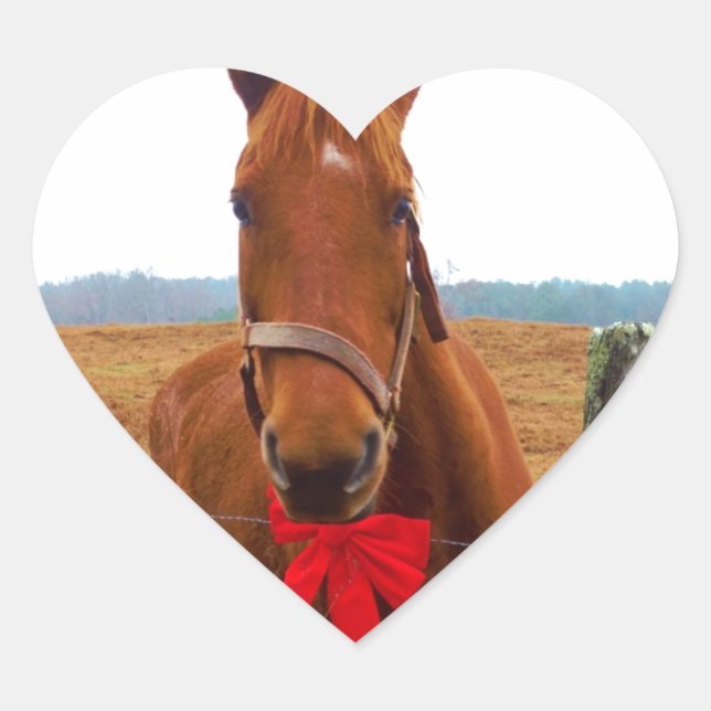 Christmas Horse Heart Sticker (Front)