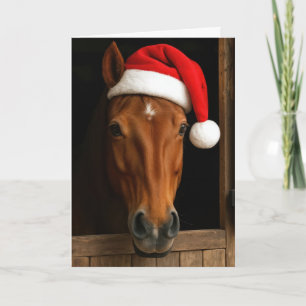 Christmas Horse In Stable Window Card