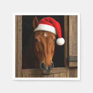 Christmas Horse In Stable Window Napkin