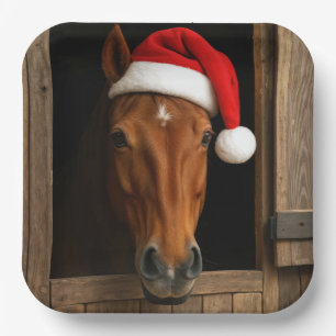 Christmas Horse In Stable Window Paper Plate