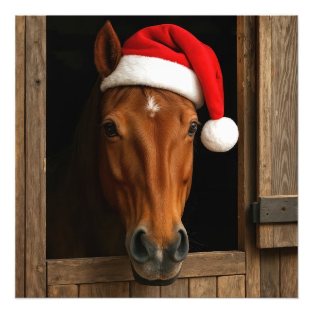 Christmas Horse In Stable Window Photo Print (Front)