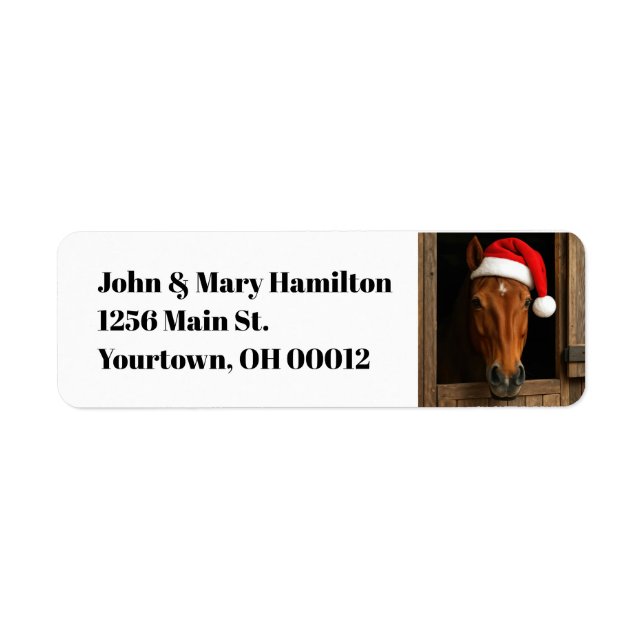 Christmas Horse In Stable Window Return Address Label (Front)