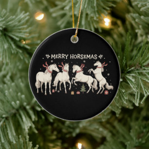 Christmas Horse Lover Merry Horsemas Farmer Farm Ceramic Ornament