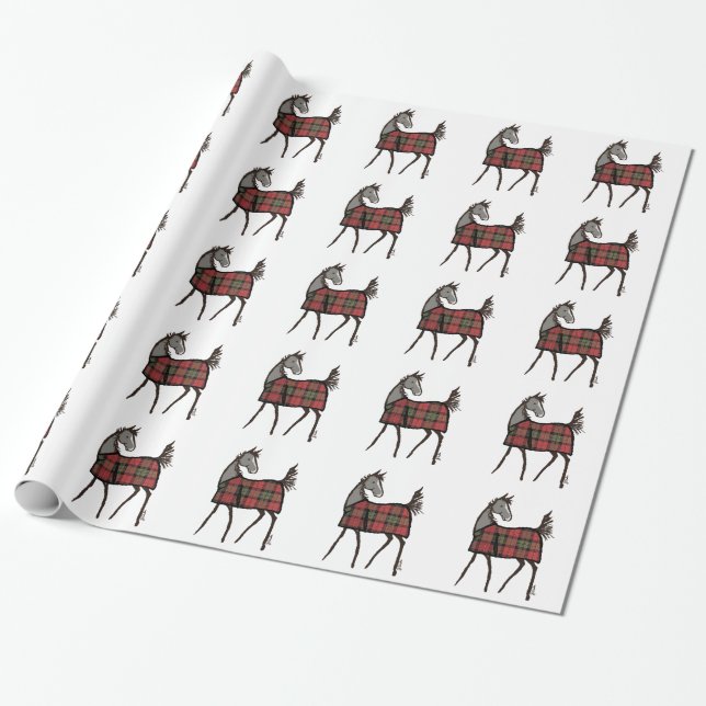 Christmas Horse Lover Wrapping Paper (Unrolled)
