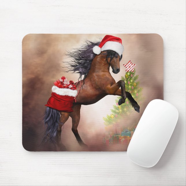 Christmas Horse Mouse Pad (With Mouse)
