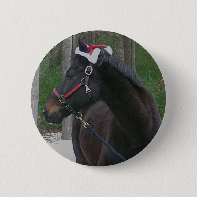 christmas horse photo button (Front)