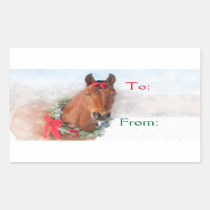 Christmas Horse Rectangular Sticker