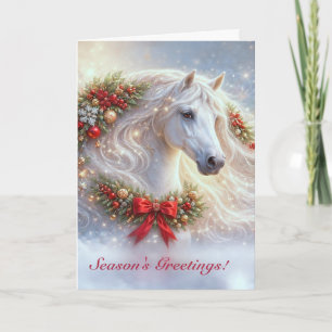 Christmas Horse Seasons Greetings Fantasy Pretty  Holiday Card