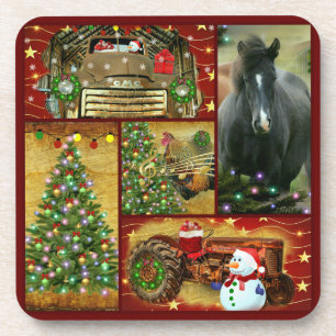 Christmas Horse Snowman truck tractor Coaster