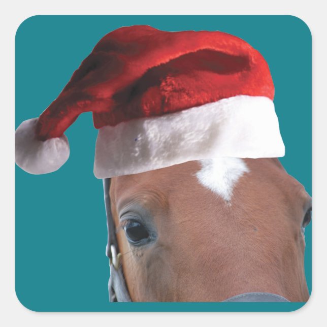 Christmas Horse Square Sticker (Front)