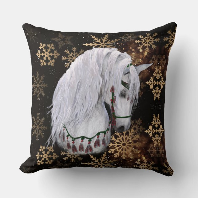 Christmas Horse Throw Pillow (Front)