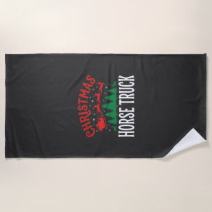 Christmas Horse Truck Santa Sleigh Beach Towel