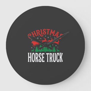 Christmas Horse Truck Santa Sleigh Large Clock