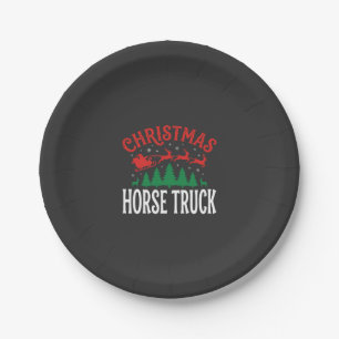 Christmas Horse Truck Santa Sleigh Paper Plate