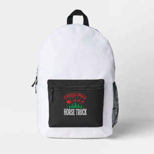 Christmas Horse Truck Santa Sleigh Printed Backpack