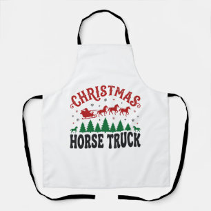 Christmas Horse Truck Western Santa Sleigh Design Apron