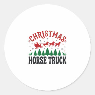 Christmas Horse Truck Western Santa Sleigh Design Classic Round Sticker