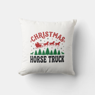 Christmas Horse Truck Western Santa Sleigh Design Cushion