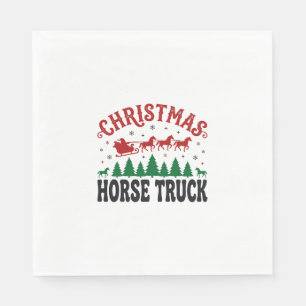 Christmas Horse Truck Western Santa Sleigh Design Napkin