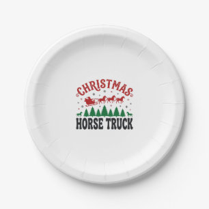 Christmas Horse Truck Western Santa Sleigh Design Paper Plate