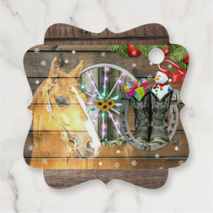 Christmas Horse Wagon Wheel Cowboy Boots Garland Favour Tags