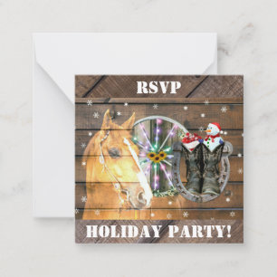 Christmas Horse Wagon Wheel Cowboy Boots Horseshoe Card