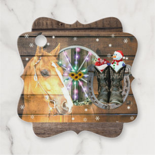 Christmas Horse Wagon Wheel Cowboy Boots Horseshoe Favour Tags