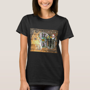 Christmas Horse Wagon Wheel Cowboy Boots Horseshoe T-Shirt