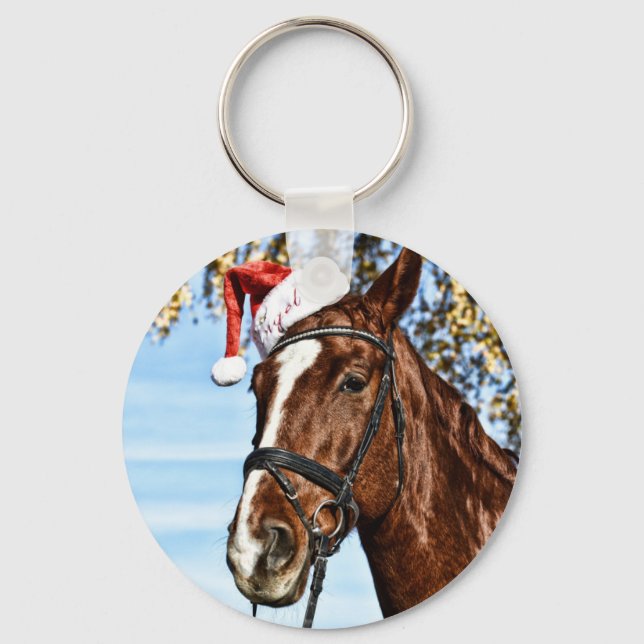 Christmas horse with hat key ring (Front)