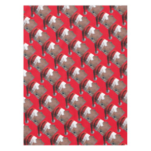Christmas Horse With Santa Hat Tablecloth