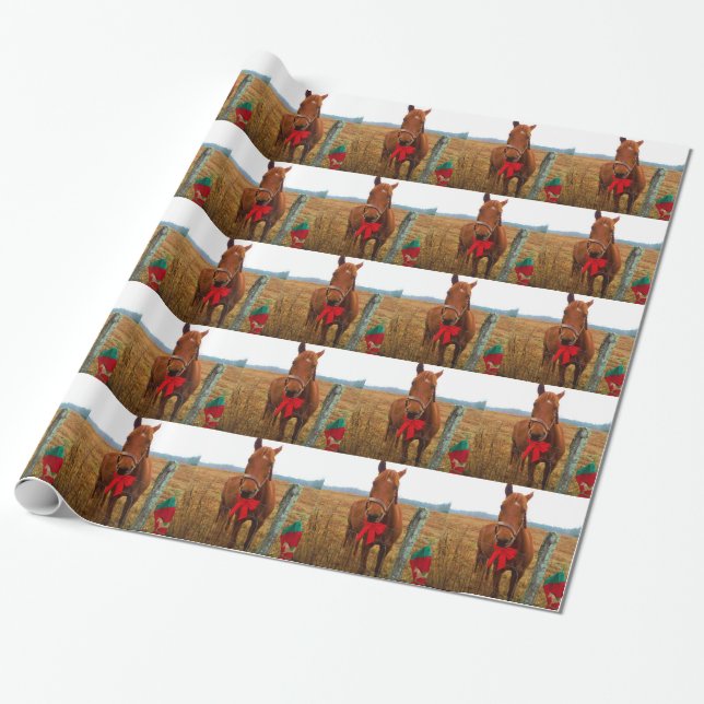 Christmas Horse Wrapping Paper (Unrolled)