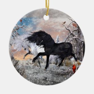 Christmas Horses 2022, 2-sided ver2 Ceramic Ornament