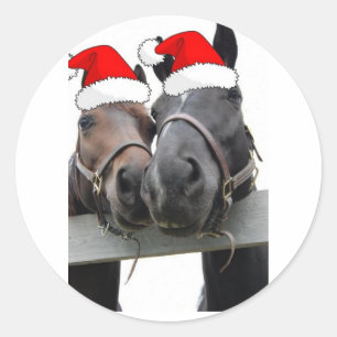 Christmas Horses Classic Round Sticker