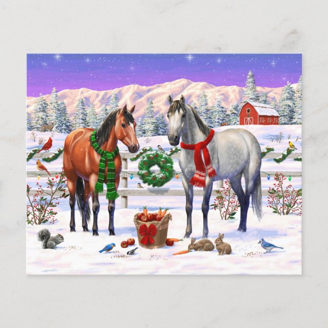Christmas Horses in Snow (Front)