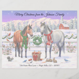 Christmas Horses in Snow Custom Letterhead