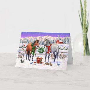 Christmas Horses in Snow Holiday Card