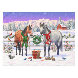 Christmas Horses in Snow Tablecloth