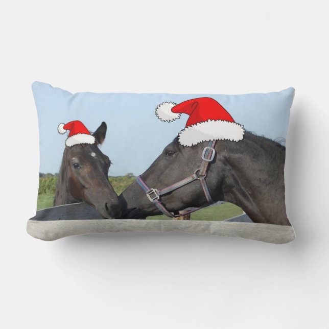 Christmas Horses Lumbar Cushion (Front)
