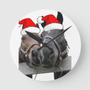 Christmas Horses Round Clock