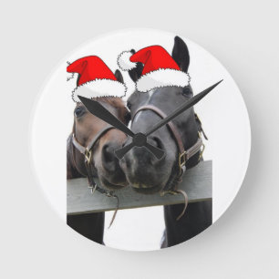 Christmas Horses Round Clock