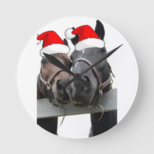 Christmas Horses Round Clock (Front)