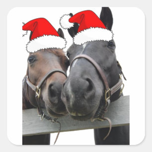 Christmas Horses Square Sticker