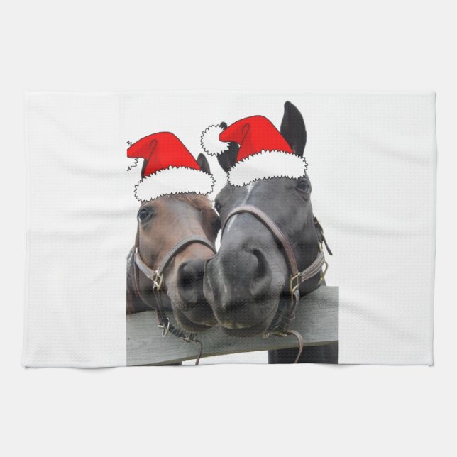 Christmas Horses Tea Towel (Horizontal)