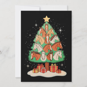 Christmas Horses Tree Horse Xmas Lights Holiday Card