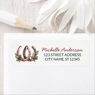 Christmas Horseshoe Holly Berry Return Address Label